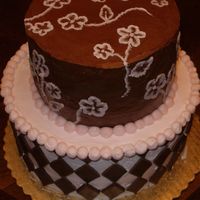 75Th Birthday Cake Made for my grandmothers 75th birthday - not what I planned, but it's okay. I wanted to do fondant covered tiers-quilted on the bottom...