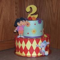 Dora The Explorer Cake was Darn good chocolate, edible image plagues and fondant accents. The mother loved it!