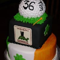 Golf Retirement Cake This cake was for a teacher who was Irish and loved Guinness and Golf. Fondant covered and hand painted.