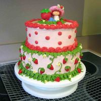 Strawberry Shortcake Birthday Cake I made this cake for my nieces 5th birthday. It's BC with MMF strawberries.