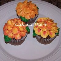 Flower Power Chocolate cupcakes decorated to look like a flower using fall colors.