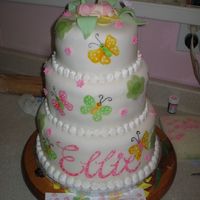 Hand Painted Fondant covered with fondant accents,hand painted to match invitation.Gel paste food colors waterd down.