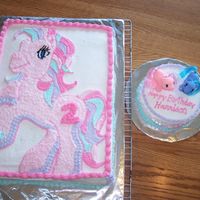My Little Pony Cake With 6" Round To Go With It Here's a picture of both of the cakes. My neice can play in the small one!