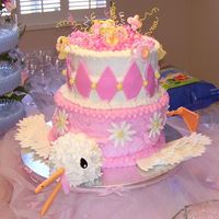 Stork Baby Shower Thanks to Ginger08 for this way fun idea! It is iced in buttercream with MMF stork head legs and wings. Top is binkies made out of MMF. Way...