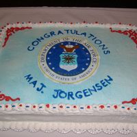 Retirement My dad retired from the Air Force last year. All buttercream with a frosting sheet picture.