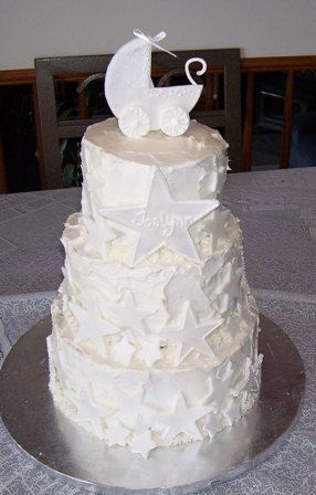 White Baby Cake White cake for cousins baby girl.