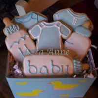 Baby Boy Cookie Gift Basket I made this basket for a baby shower gift. Cookies inspired by CindyM and Mommy23 w/ Antonia RI.