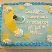 Sent From Heaven Above A Baby Boy For You To Love buttercream icing, fondant stars and moon, plastic babythanks for looking!