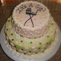 It's A Girl!!!!! 2 tier cake...bottom tier's vanilla-butter cake with buttercream filling, and top tier's almond cake with strawberry filling. It...