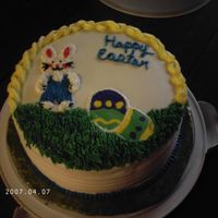 Easter Bunny And Eggs 4 layer carrot cake with cream cheese filling, icing is bc. started off doing a fbct but it broke so I did it free hand.