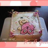 Baby Shower four layer french vanilla cake with strawberry fillingidea came from a fellow cc friend, thanks (not as good as hers, but getting there)