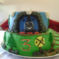Thomas The Tank Inspired by many awesome cakes on CC... This is an all vanilla and buttercream cake for a 3rd birthday boy whom loves Thomas!