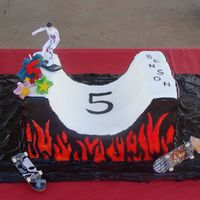 Half Pipe Tony Hawk, half pipe for my son's 5th birthday! I searched for weeks for the right sized Tony Hawk figure, but ended up gluing speed...