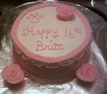Simple 16 I made this cake for a friend of mine's daughter. Could have been better, but I was pushed for time. I thought they needed it the 13th...