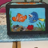 Nemo 3D Fish Tank Dory Squirt Bruce Made this cake for my daughter's 2nd birthday. She LOVED Nemo! Baked two 10x15 cakes, halved each & stacked to make the tank. Blue...
