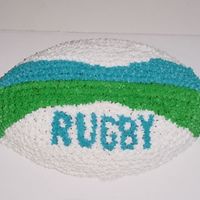 3D Rugby Ball This is from the Wilton First and Ten football pan. It's a copy of a real Gilbert rugby ball in their signature blue and green trim...