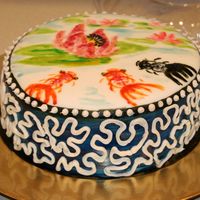 Goldfish Cake This cake is was not rendered as I would have liked. I had extra frosting, so I goofed off and did a crazy pattern on the side just to see...