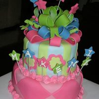 Bow And Stars Fondant decorations with buttercream borders
