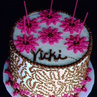 Pink Daisies-Chocolate Cornelli Lace I made this cake for a bachelorette/birthday party. It was a hit!