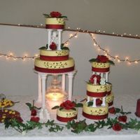 Fountain And Layers This was my first attempt at a wedding cake. It was for my brother's wedding. I had to transport it 3 hours away. Fortunately, I was...