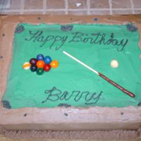Pool Table modelling chocolate balls, cue made from skewer