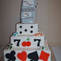 Slot Machine Casino themed cake for my wife's grandmother's 80th birthday. Slot machine was my first attempt at cake carving.