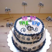 Friend's 40Th Birthday Cake I made this for a friend's birthday. It is yellow cake, lemon cream cheese filling and buttercream icing.