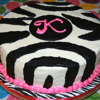 Zebra K Vanilla cake topped with buttercream.