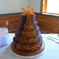 Paisley yellow cake with chocolate gonache