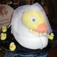 Bridal Duck This cake was done for a friends bridal shower. Her nickname is Duck so it fit her great. It is the 3-D duck and then covered in fondant.