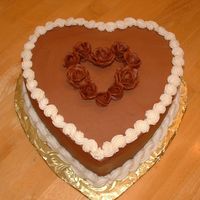 Chocolate Heart Cake Two layer chocolate cake with choclate BC frosting.