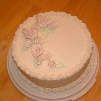 Fondant Roses White cake w/ BC frosting. Fondant flowers - first time making fondant roses and when the cake was delivered I was told people were...