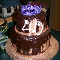 40Th Birthday this was for my sister. it was a devil's food cake with kaluha cream filling, chocolate buttercream icing and chocolate ganache with...