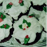 Mini Cakes Made for church group luncheon. Just a whimsical little treat for Christmas