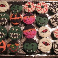 Monster Halloween Cupcakes My first paid order (courtesy of my wonderful sister). Cream cheese frosting with chocolate mousse filling. I had a lot of fun with these...