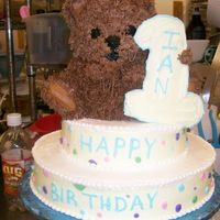 1St Birthday Bear A stacked car with bear and cookie number 1