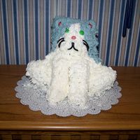 Grey Webkinz Cat - 3D My daughter wanted a cake that was a 3D version of her first webkinz.