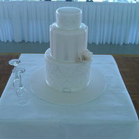 Damask And Luster Ivory Wedding Cake 
