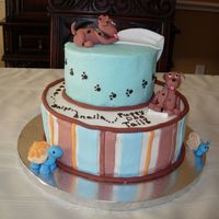 Baby Boy Baby shower cake for a first grandson. The Mom-to-be had painted puppies on the nursery walls.