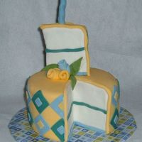 Whimsical Birthday This is an 8" half choc/half white with almond buttercream. This is the first 'piece missing' cake I've done. Wasn'...