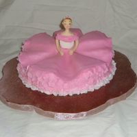 Ballerina Cake This is a 9" yellow cake with almond BC. The doll is store bought fondant, and the dress is MMF. It is Debbie Brown's design from...