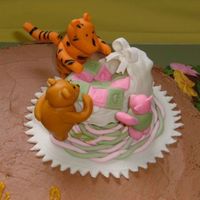 Classic Pooh Characters This is just a close-up of the top of the cake. The characters are gumpaste/fondant. Pooh fell off once, you can still see his 'foot...