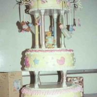 Baby Shower For My Boss My boss' baby shower at my old work. This cake was made by my mom & I. 1st attempt at fondant accents. 2001