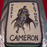 Batman Birthday This is a white cake covered with BC. Batman is a BCT. He was very intricate and therefore hard to transfer but I made it work! My customer...