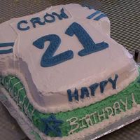 A Cowboys Cake For My Husband! He is turning 21 and I am taking him to a dallas cowboys game. It is a cococut cake. I used store bought whipped frosting because he doesn...