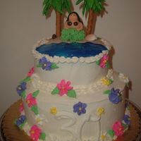 Hawaii Theme Cake All edible.. girl is mmf.. flowers royal icing