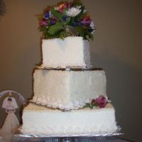 Aaron This was a throw together last minute cake the bride did all her own flowers there were beautiful to bad this is a bad picture.
