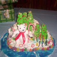 Polar Bear At The North Pole This was my daughters birthday cake made 3 hours before her party ! I hate being behind. We baked a 12x18 sheet pan froze and broke the...