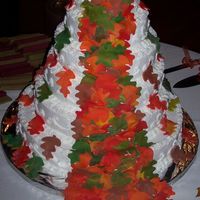Fall Leaves Fondant leaves on 6 tiers.