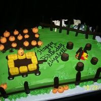 Pumpkin Patch Cake Original design based on a local pumpkin patch. Cake is a half sheet cake done in chocolate, torted with chocolate buttercream and...